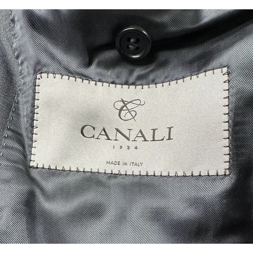 Canali 1934 Mens Charcoal Gray Pure Wool Blazer Jacket Italy 50R Big & Tall